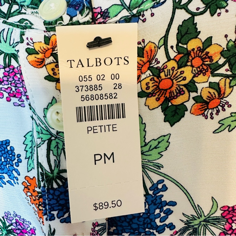 Talbots Women’s Floral Blouse 1/4 Button Down Size Medium - Picture 6 of 7